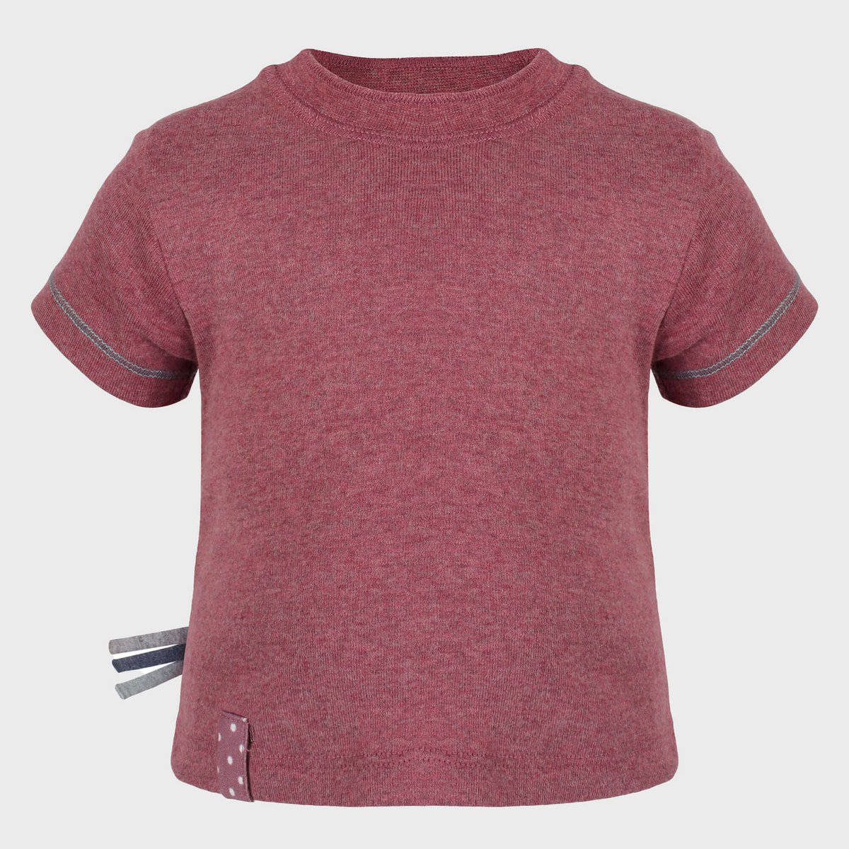 Bio Baby Kurzarm T-Shirt in Bordeaux mit Ripp-Design.