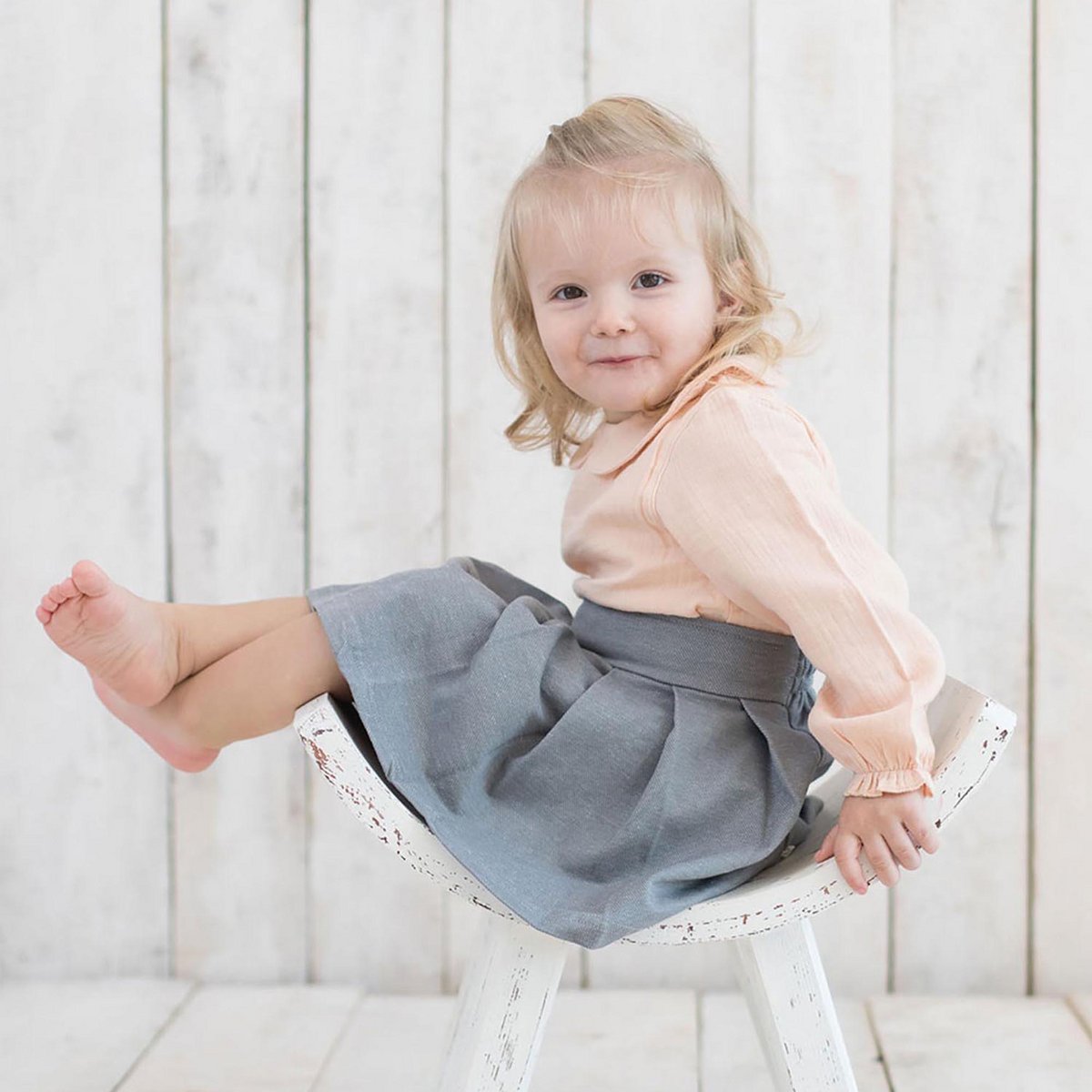 OrganicEra Body-Bluse aus Bio-Musselin mit Peter-Pan-Kragen, Lachsfarben